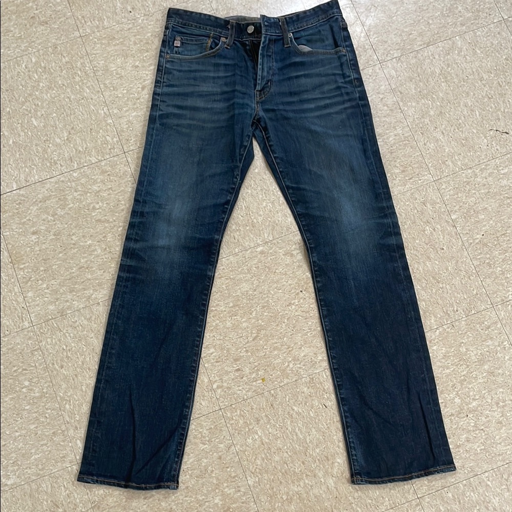 Ag Adriano Goldschmied Blue Straight Jeans with Classic Wash